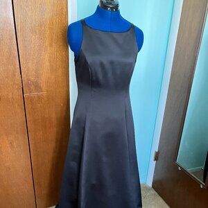 Betsy Adam Black Satin Sleeveless Floor Length Dress, with Taffeta Lining, Size